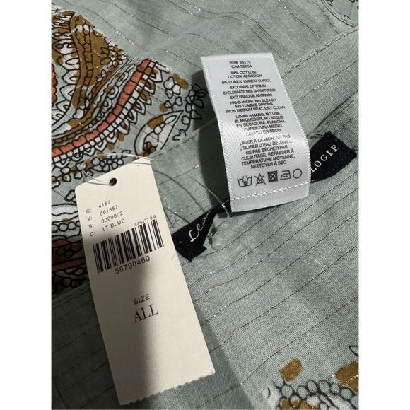 Anthropologie NWT scarves wrap light blue paisley print shimmer - Picture 3 of 5